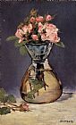 Vase Canvas Paintings - Moss Roses In A Vase